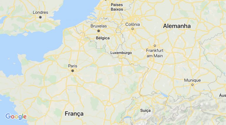 Mapa da Europa mostrando Luxemburgo