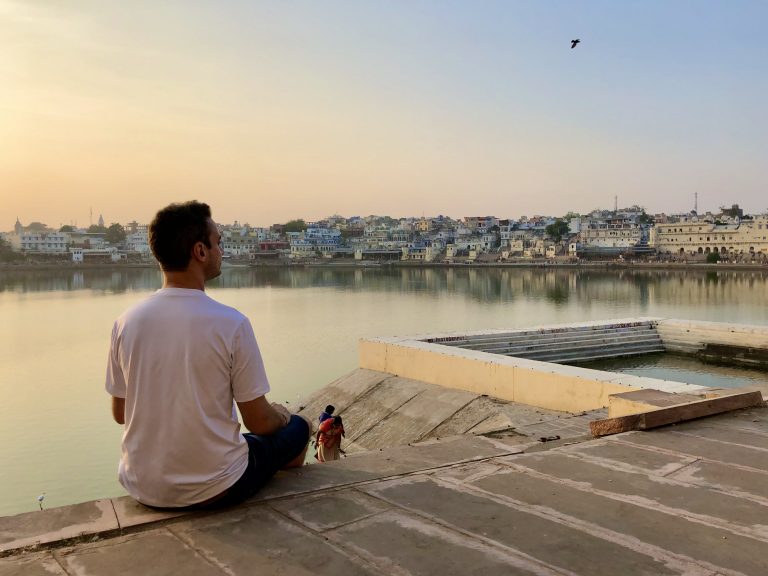 Vista do lago de Pushkar, na Índia